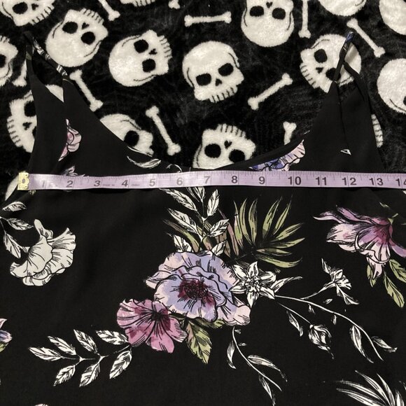 REITMANS Dark floral print spaghetti strap tank top ~ Boho XS SMALL black shirt - Picture 8 of 10